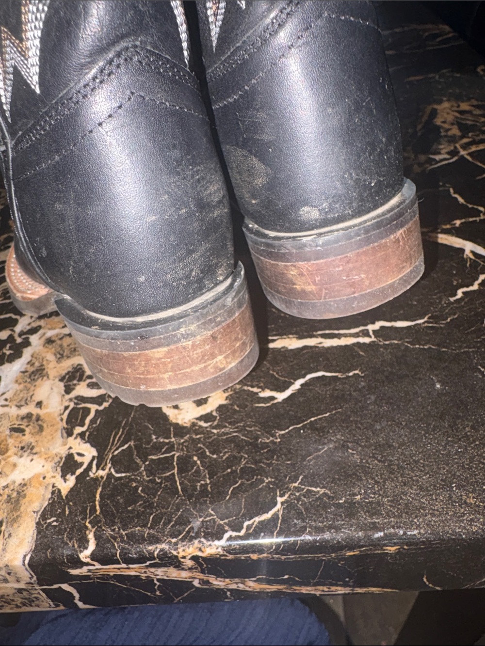 Kids Black Western Cowboy Boots with Embroidered Silver Accents, leather upper - Picture 3 of 5